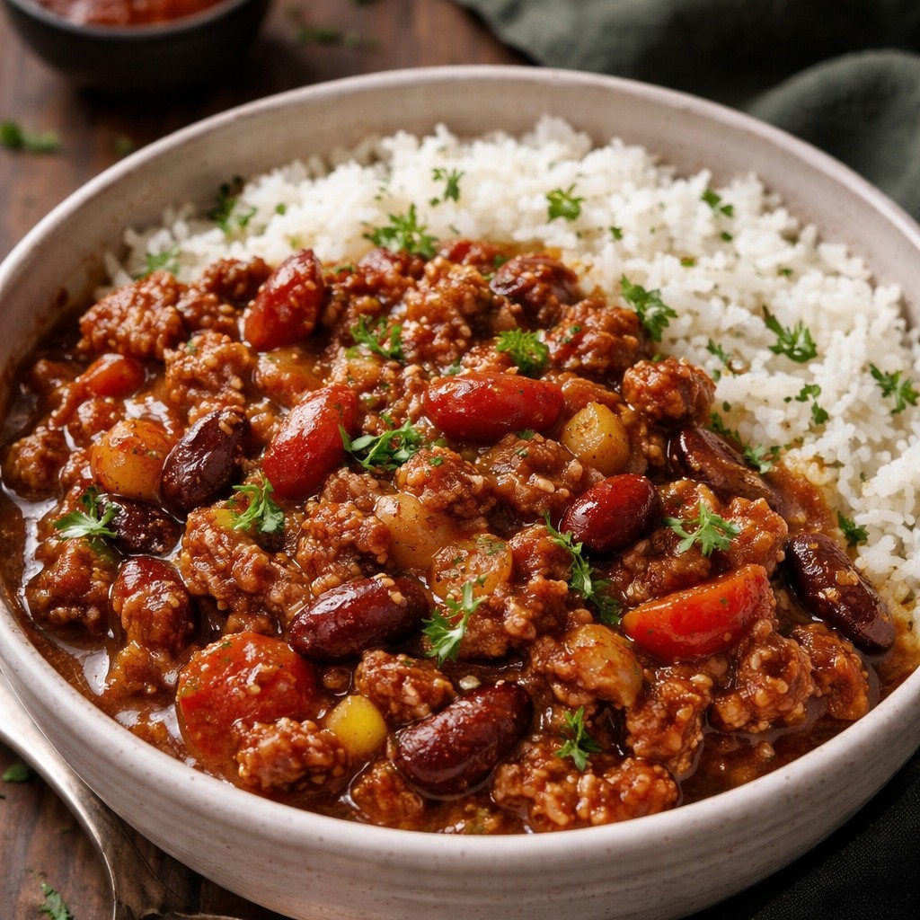 Hot lunch bowl served with rice